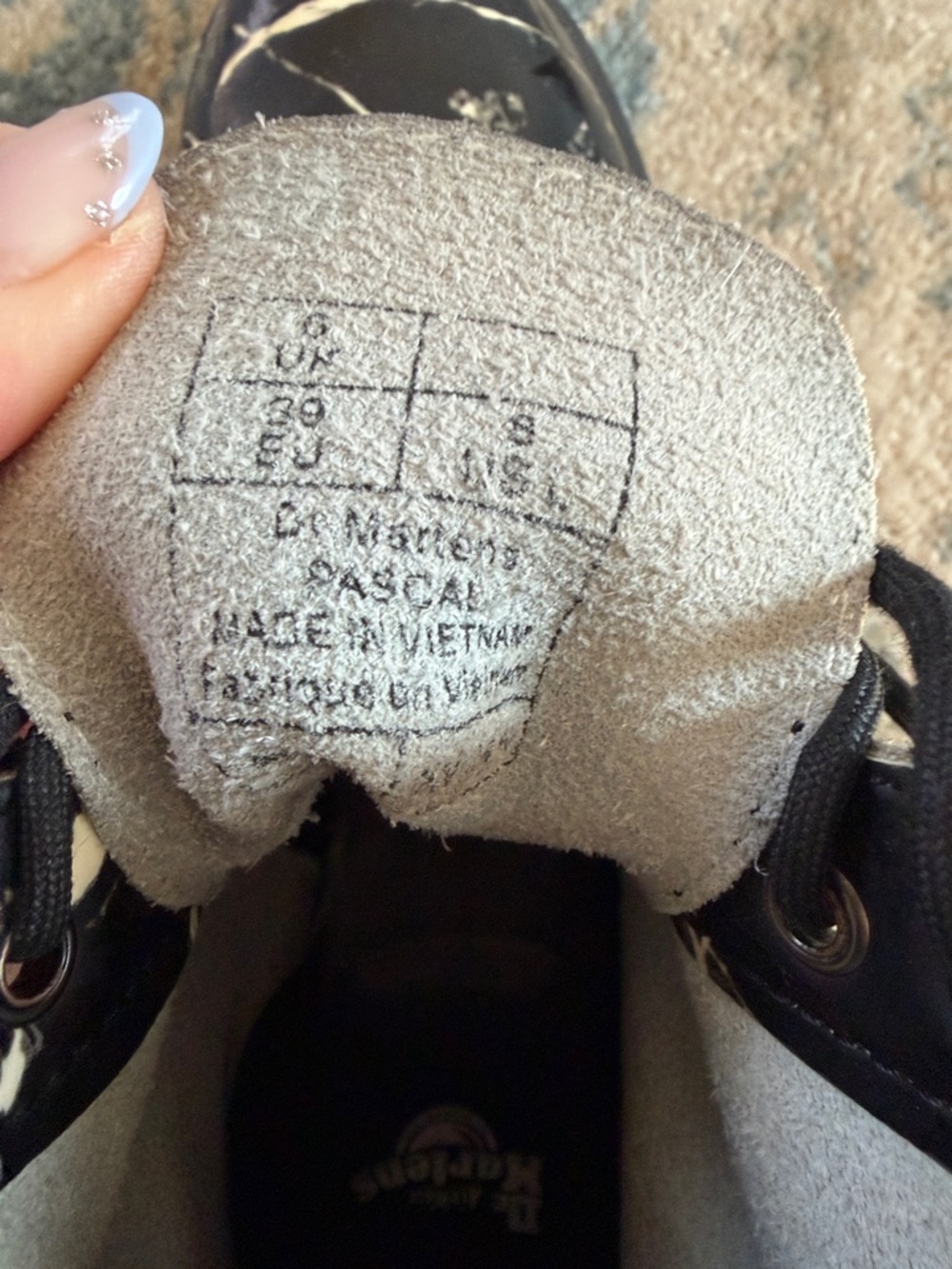 Dr. Martens Black Boots with White Marble Print